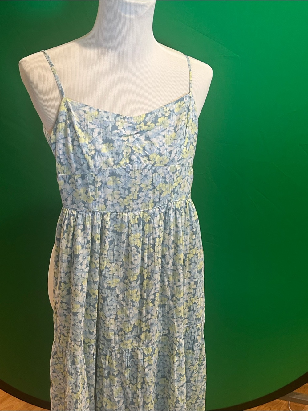 American Eagle Outfitters Light Blue and Yellow Floral Maxi Dress